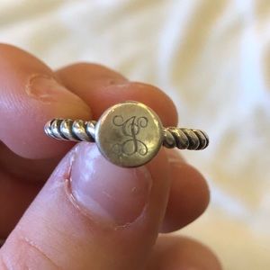 James Avery Silver Monogramed Roped ring